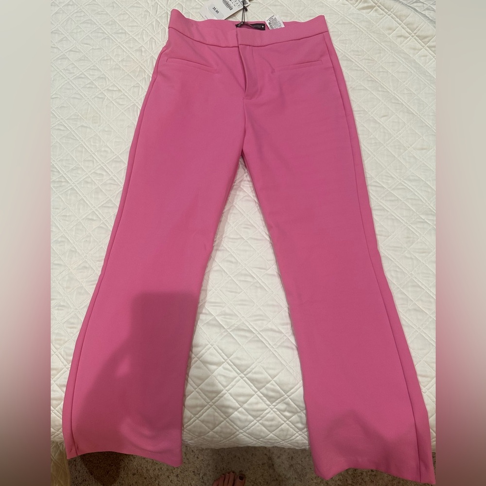 Zara crop pink pants